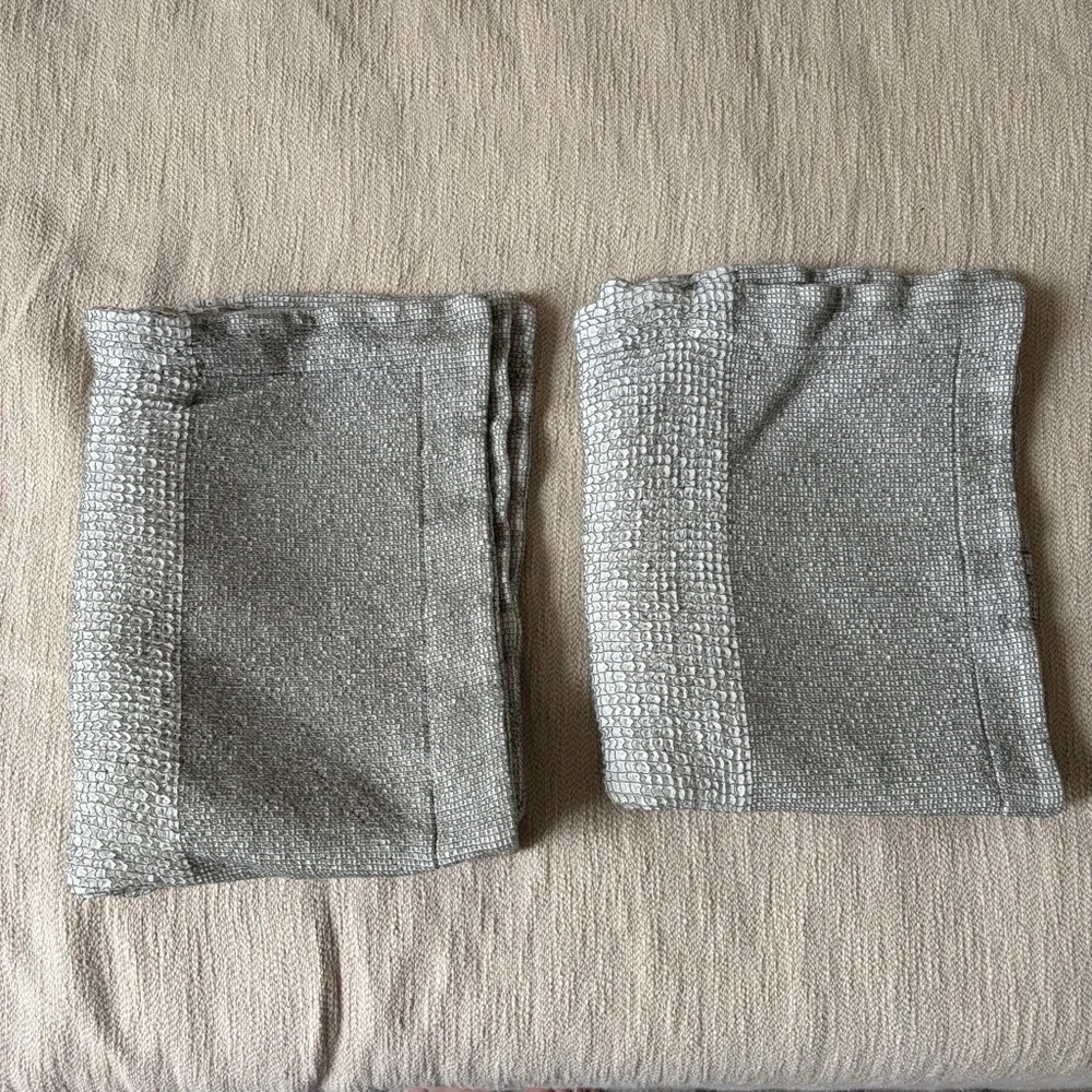 Crate and Barrel Gray Cotton Waffle Standard Pillow Case Set of 2